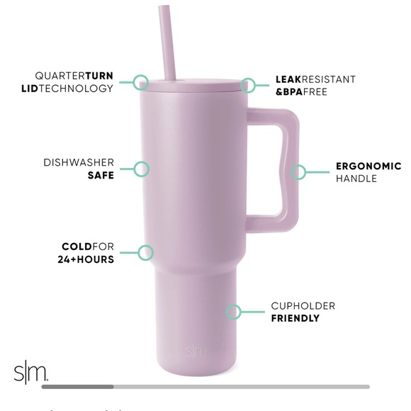 Simple Modern 40oz Trek Tumbler in Lavender Mist. - Picture 2 of 5